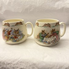 VTG Set of 2 Royal Doulton Bunnykins Cups Child Dinnerware England Older Stamp