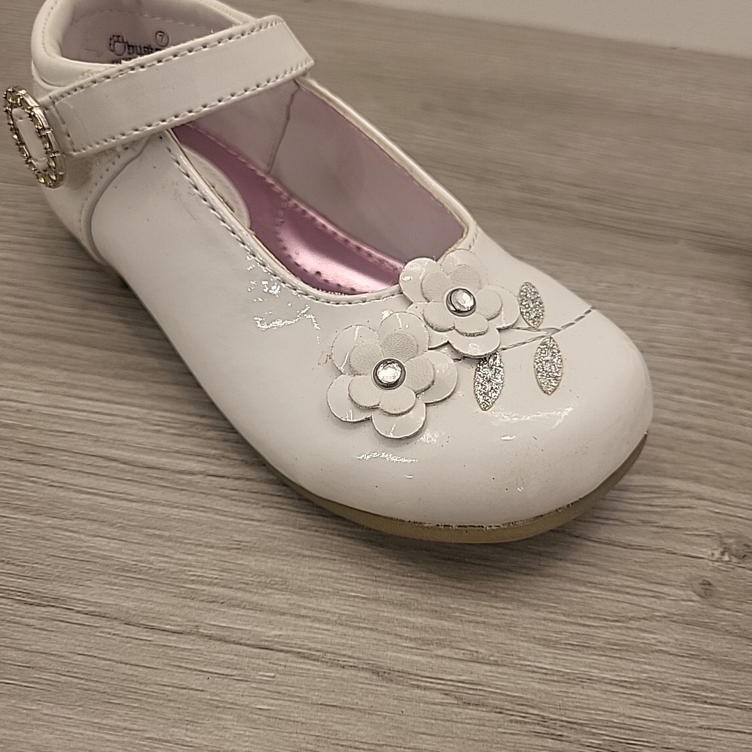 Buster Brown Maddie White Mary Jane Toddler Size 7 Rhinestone 