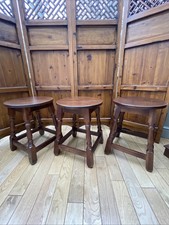 vintage 90s low bar stool wooden turned legs traditional pub stool 45x35cm