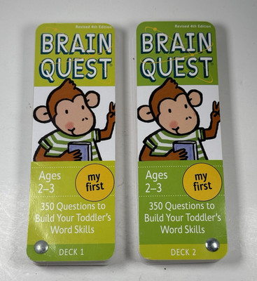Brain Quest  Deck 1 & Deck 2 Kindergarten ages 2-3 by Workman 4th Edition