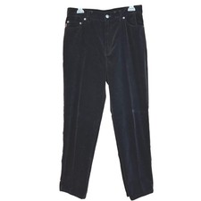 Vintage Ralph Lauren Velvet Pants Womens 12 Black High Waist Straight Leg Goth