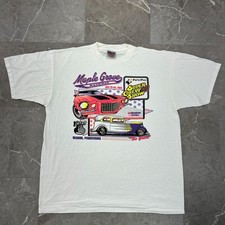 90s Vintage Maple Grove Raceway Graphic Tee Mens XL Hot Rod Rat Drag Racing