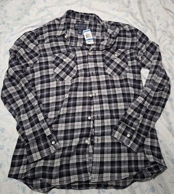 American Rag Mens Button Up Size XL Flannel Long Sleeve Plaid Black NWT