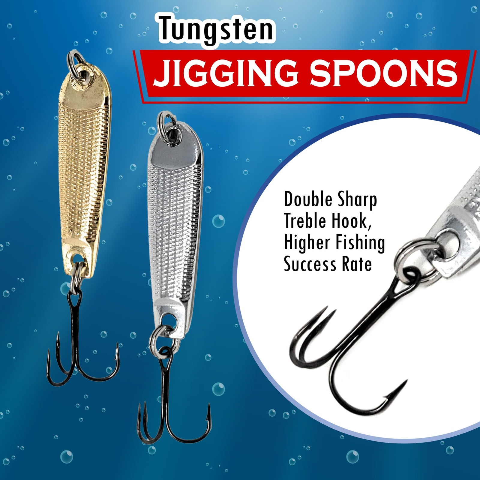 Tungsten Jigging Spoons Vertical Fishing Lures For Bass Walleye 2Pack - Image 2