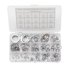 225Pcs External Snap Retaining Ring Circlip Assortment Set 15 Size C-Clip 3-25mm