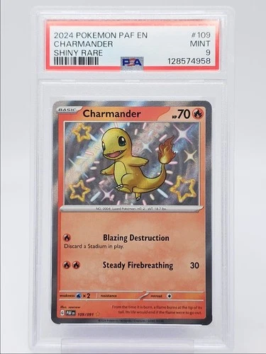 CHARMANDER 2024 POKEMON PALDEAN FATES SHINY RARE 109/091 PSA 9 Q5677