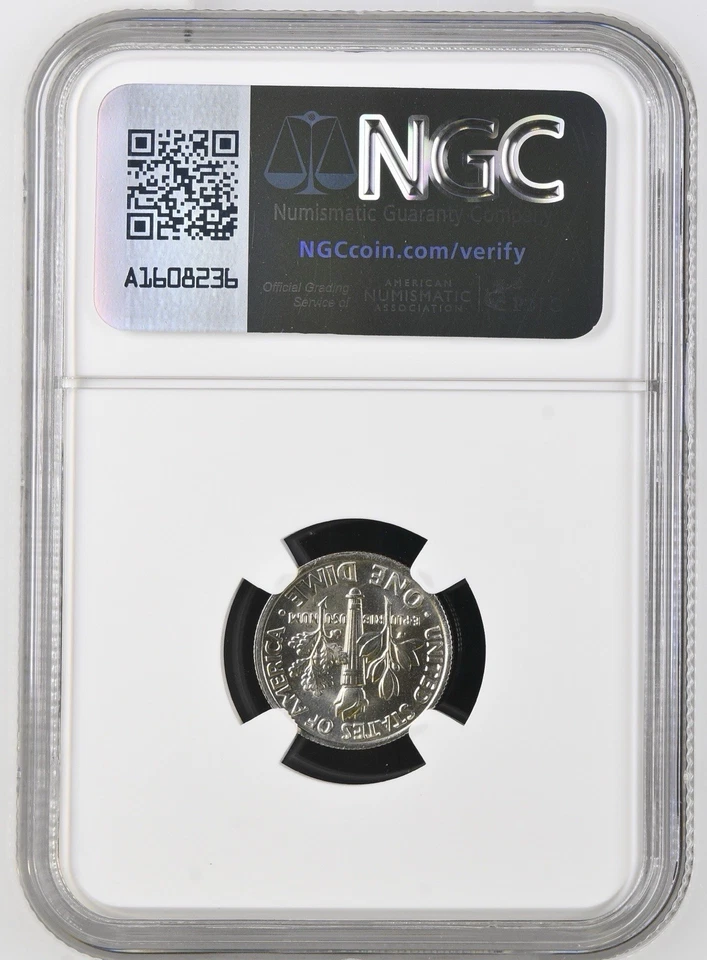 Moneda de diez centavos Roosevelt 1987 P NGC MS 66 antorcha completa, escasa Foto 2 de 4