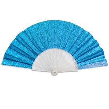 Glitter Sky Blue Small Hand Fan Clear Handle Fan Glitter Rave Boot on Ground Fan
