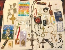 Vintage Catholic Lot Of Medals Pins Necklace ...