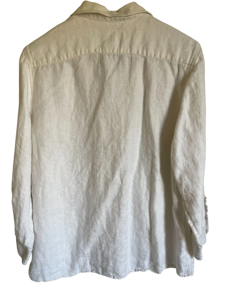 Блузка ORVIS River Road кремовая цвета слоновой кости на пуговицах спереди топ размер XL лен - Изображение 2 из 4