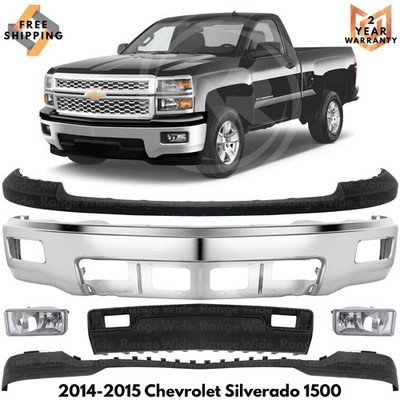 Front Bumper Chrome & Fog Lights Kit For 2014-2015 Chevrolet Silverado 1500