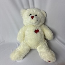 Build A Bear Workshop White Plush Teddy Bear With Heart Design Valentine 13"