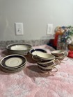 Craftsman Dinnerware Floral Dinner Set Blue White Gold 18K Cup Saucer Bowl — photo 1