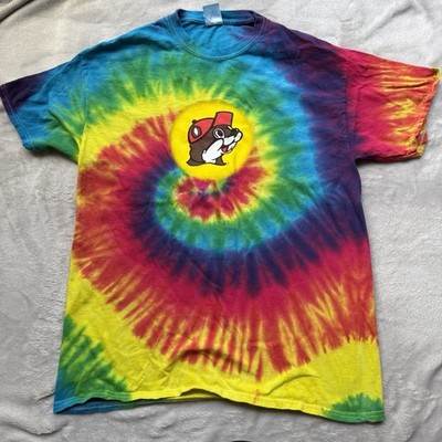 Bucees Tie Dye Shirt Large Colorful Peace Love Beaver Nuggets 70s Hippie Logo