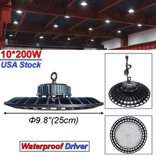 10 Pack 200W UFO Led High Bay Light Fixture with 1.5M US Plug for Warehouse Gym