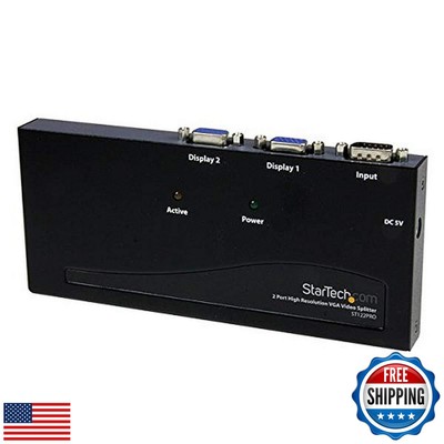 StarTech.com 2 Port High Resolution VGA Video Splitter with Built-in Video Am