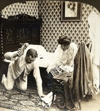 Scena Di Genere Divertente La Caccia Al Topo 1908 Foto Stereo Vintage