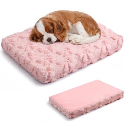 Pink Bow Dog Crate Pad 24x18x3in  Removable Washable DoubleSided Cool/Warm