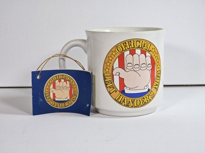 Left Handers Coffee Cup Mug Official Tag 1982 Comical Warning Fathers Day