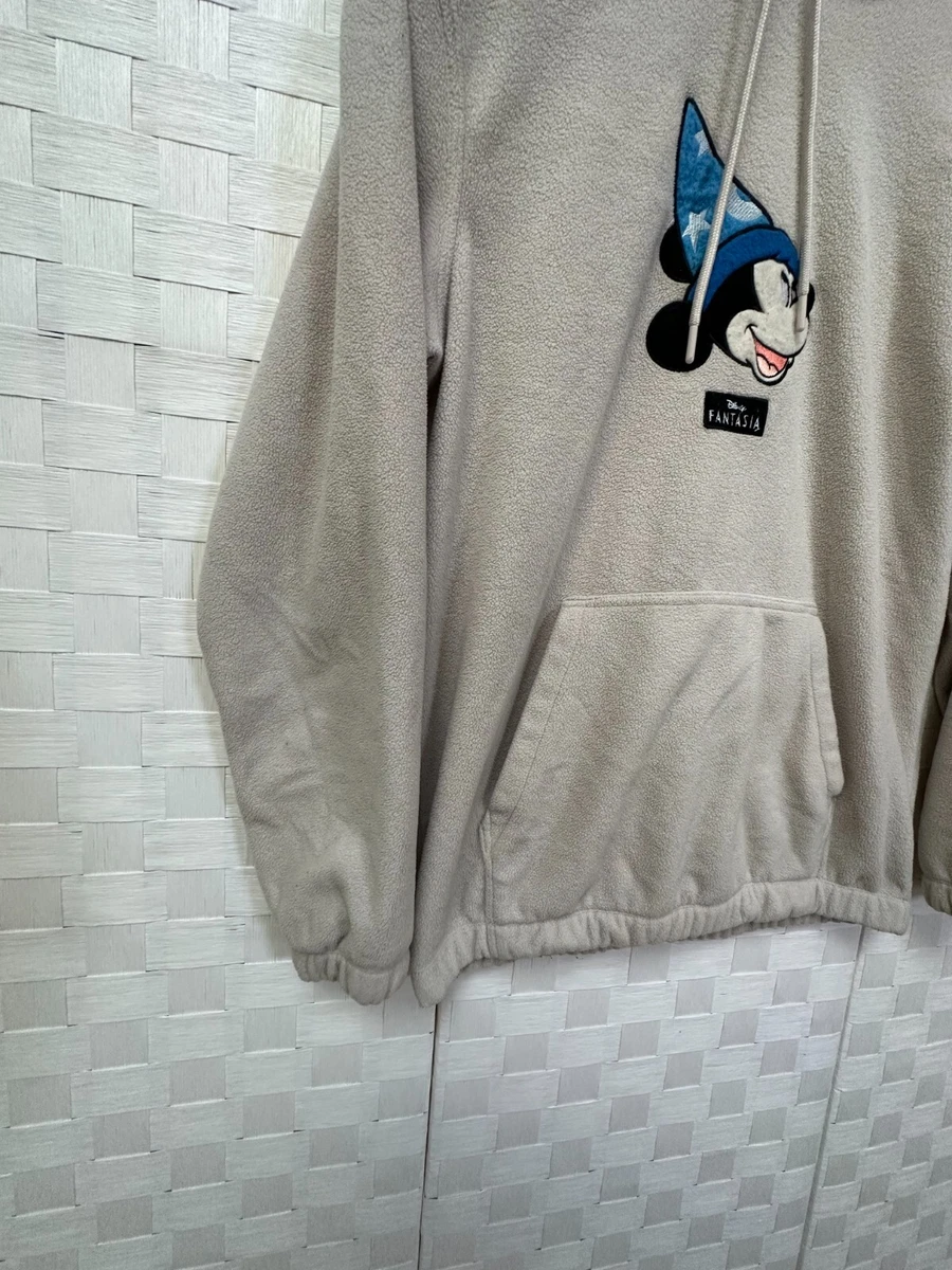 Disney Fantasia Hoodie Mens Small Cream H M Fleece Mickey Mouse Sorcerer