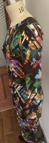 Nicole Miller Artelier Ruched Jersey Dress MIDI Size Large Wiggle Multicolored - Picture 4 of 8
