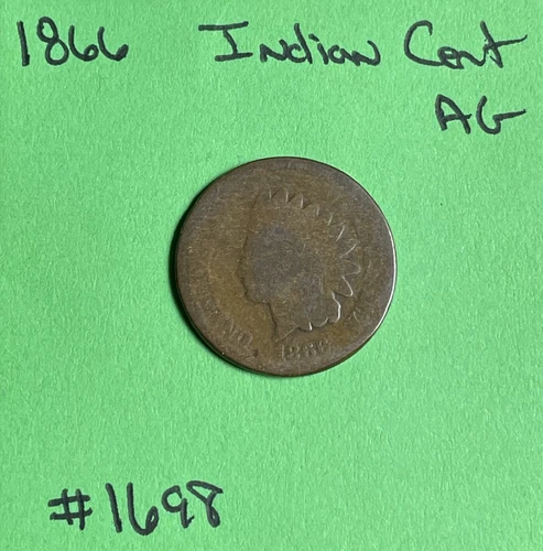 1866 Indian Head Cent / Penny 1c AG About Good See Pictures