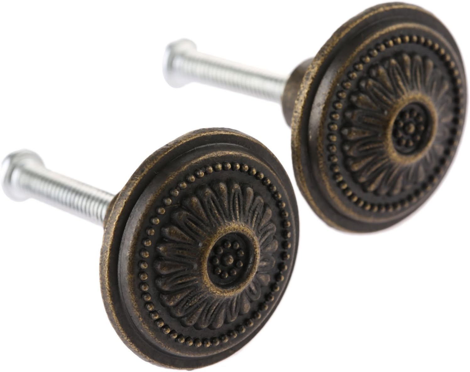 2Pcs Vintage Antique Brass Cabinet Knobs for Cupboard Dresser Drawer - 1.02