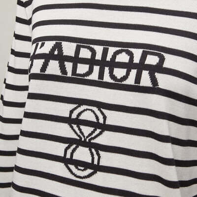 CHRISTIAN DIOR Jadior 8 cream black stripe long sleeve crew CHRISTIAN DIOR Jadior 8 cream black stripe long sleeve crew