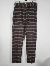 Isabel Marant Etoile Women's Plaid Sheer Pants Size 34 Brown Trousers Casual