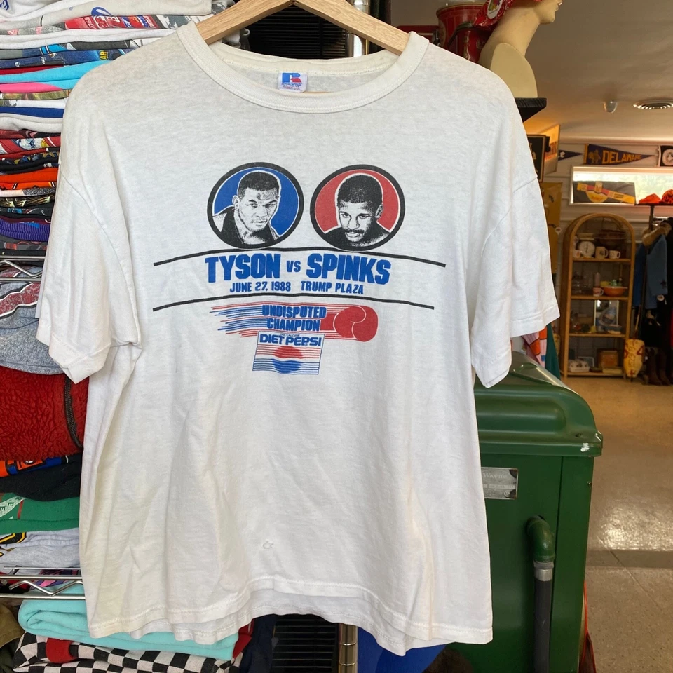 1988 Vintage MIKE TYSON VS MICHAEL SPINKS PEPSI T-shirt 1980s Boxing Tee XL - Image 2 of 4