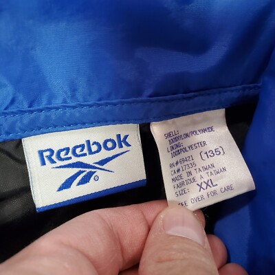 VINTAGE Reebok Jacket Mens 2XL XXL Blue Black Windbreaker