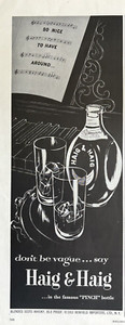 1950s Haig & Haig Blended Scotch Whiskey Pinch Bottle Renfield VTG Print Ad