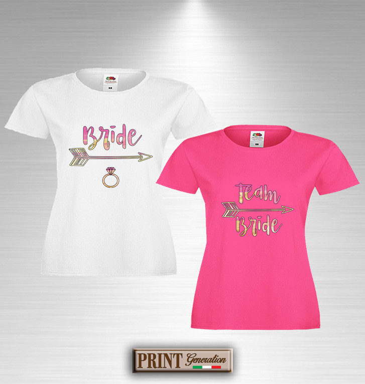 T-Shirt Addio al Nubilato BRIDE e TEAM BRIDE Maglietta Sposa