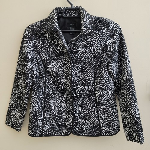 RQT Full Zip Lightweight Printed Quilted Jacket, size Small, Black White - Picture 4 of 14