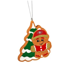 San Francisco 49ers Gingerbread Man w/ Tree Christmas Tree Ornament NEW MT14