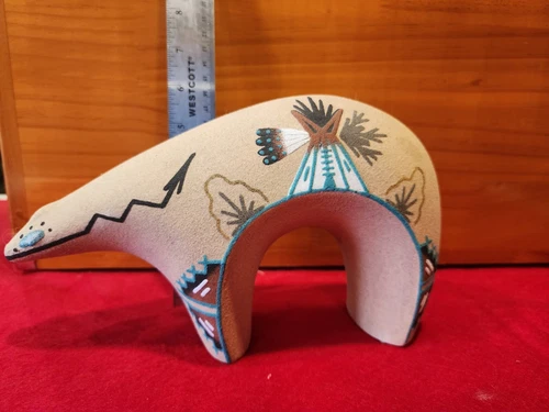 Native American Navajo Ceramic Sand Art Bear