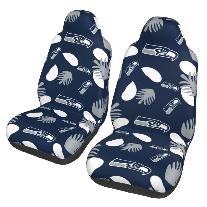 2pcs Seattle Seahawks Elastic Car Seat Covers Car Front Rear Protectors Decor