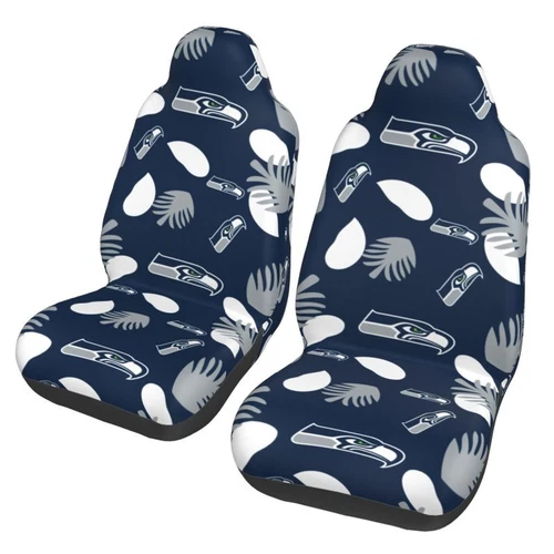 2pcs Seattle Seahawks Elastic Car Seat Covers Car Front Rear Protectors Decor