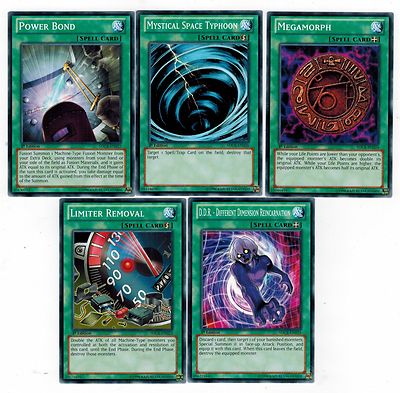 yugioh power 5 spell cards Power Bond + Mystical Space + Megamorph + Limiter + D.D.R.Diff 1Set of 5  Yugioh