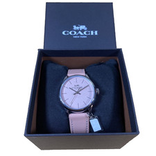 Coach Ruby Leather Strap Watch Classic Logo Case Blush Pink Silver