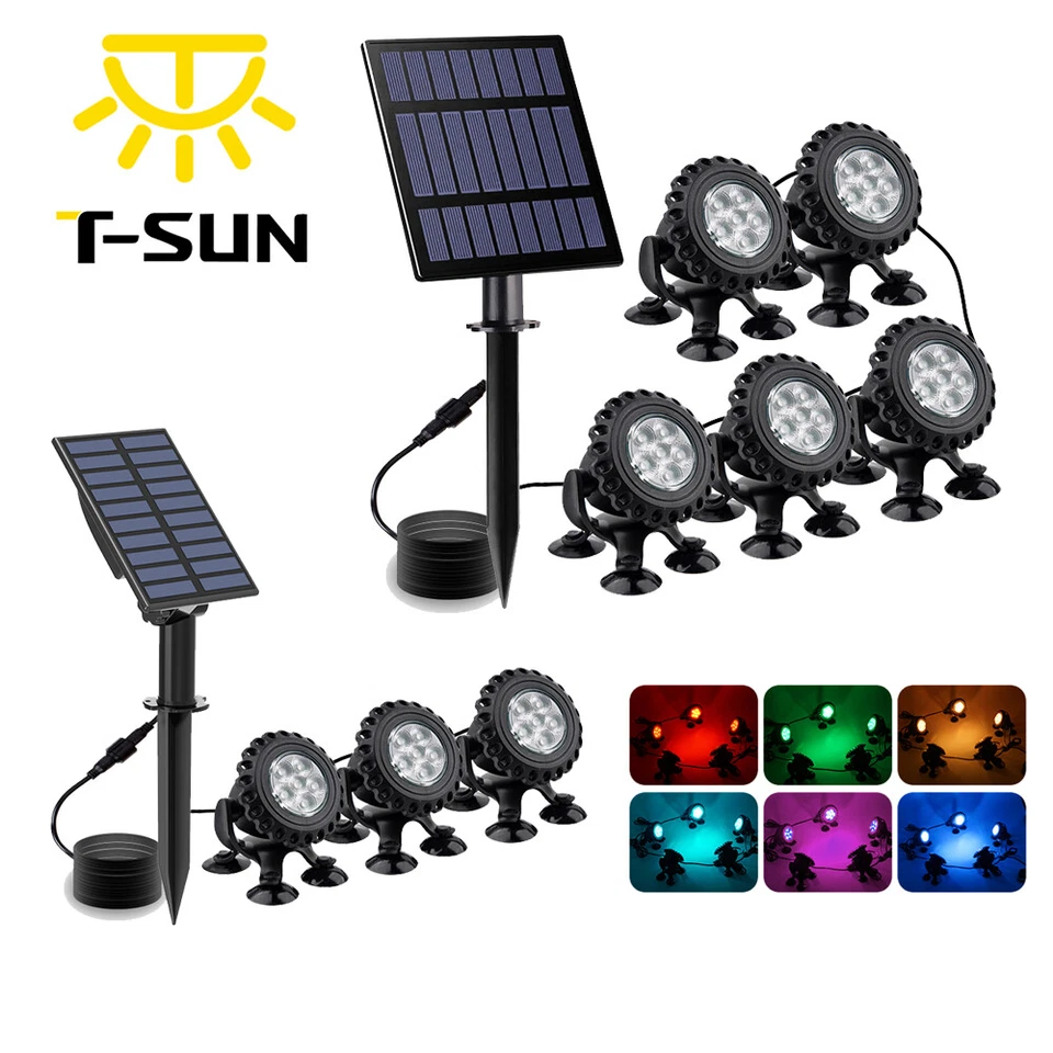 T-SUN Lampada solare LED subacquea piscina luce illuminazione laghetto luce giardino aspiratore