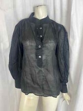 BANANA REPUBLIC black soft shirre long-sleeve blouse sheer size small NEW womens