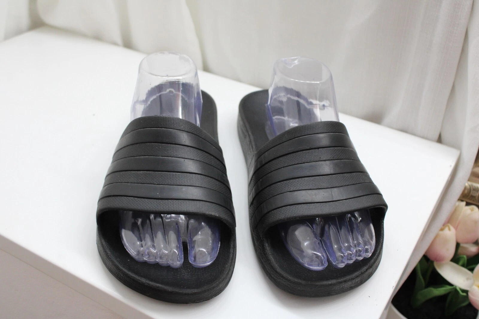 Sandali slipOn uomo Adidas gomma nera plateau cinturino largo 9