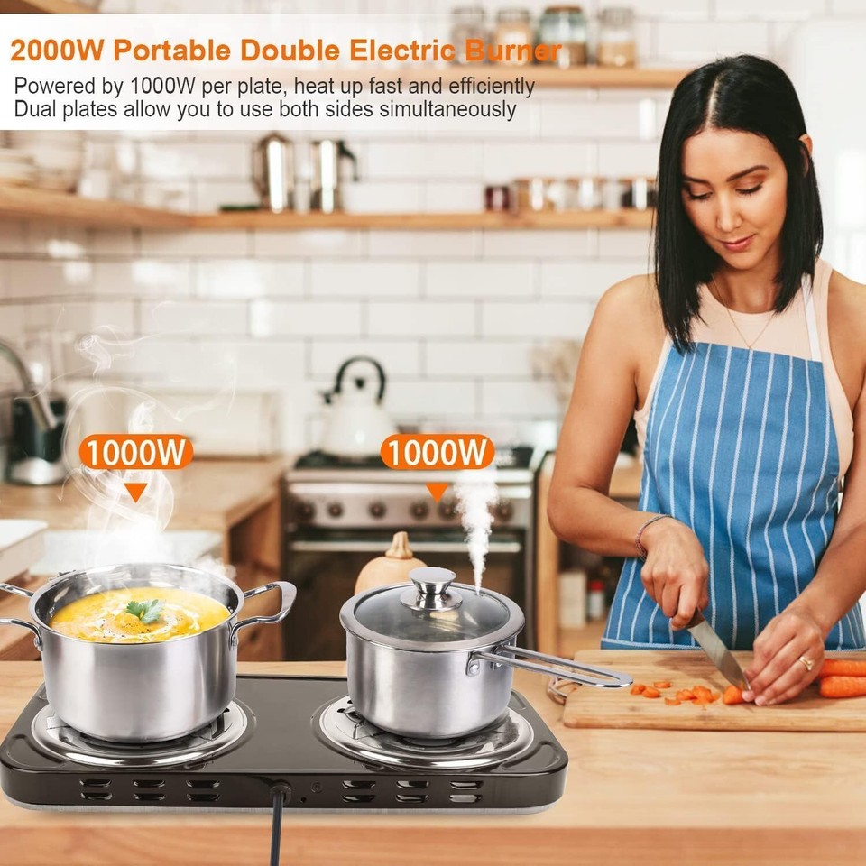 Double Burner Hot Plates 2000W Electric Countertop Stove for Cooking ...