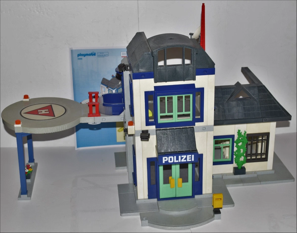 Playmobil 3988 Large City House Modern Police Station with helipad used |