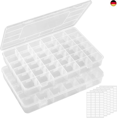 Lifewit 2er-Pack 36 Fächer, durchsichtige, stapelbare Aufbewahrungsboxen aus 