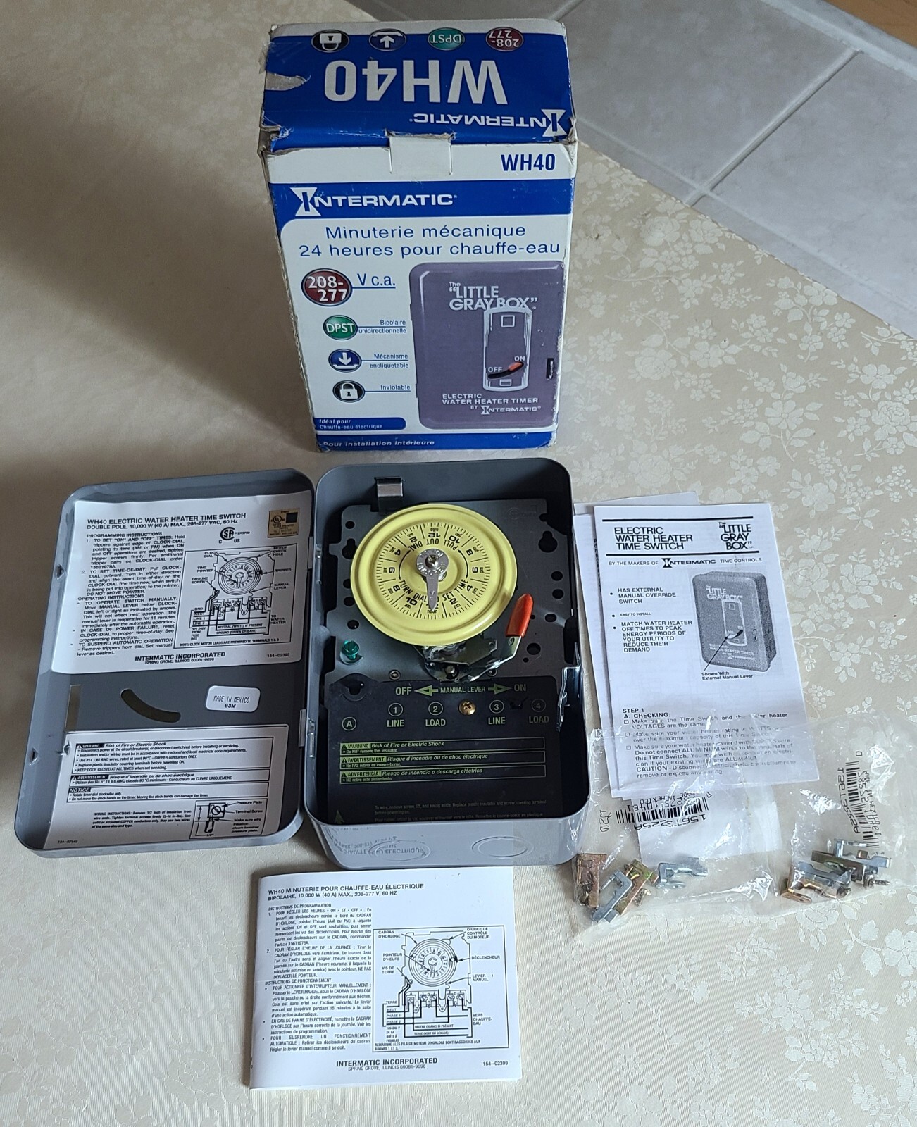 Intermatic WH40 Mechanical Timer 240 volt DPST On/Off WaterHeater Pool