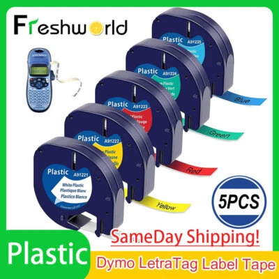 FRESHWORLD COMPATIBLE WITH DYMO LETRATAG REFILL WHITE PLASTIC 91201 LABEL TAPE 12MM LT-100H