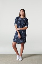 Navy Watercolor Print Shift Dress