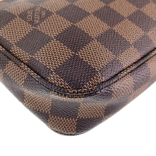 Louis Vuitton Damier Pochette Accessoires Leather Fabric Brown Handbag 3003 - 第 7/22 張圖片